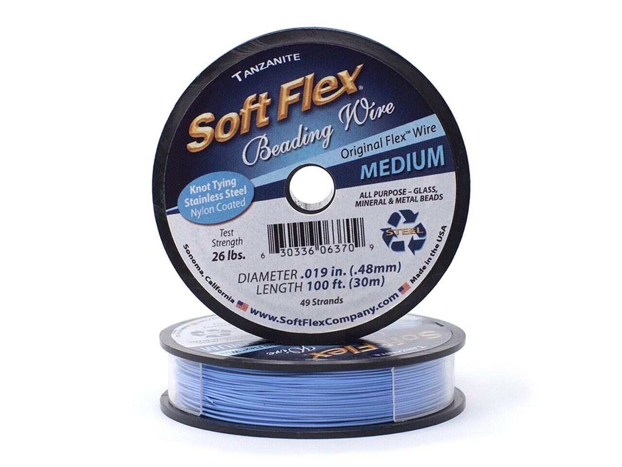 0.019in/0.48mm Tanzanite Soft Flex Medium Beading Wire 10/30/100ft