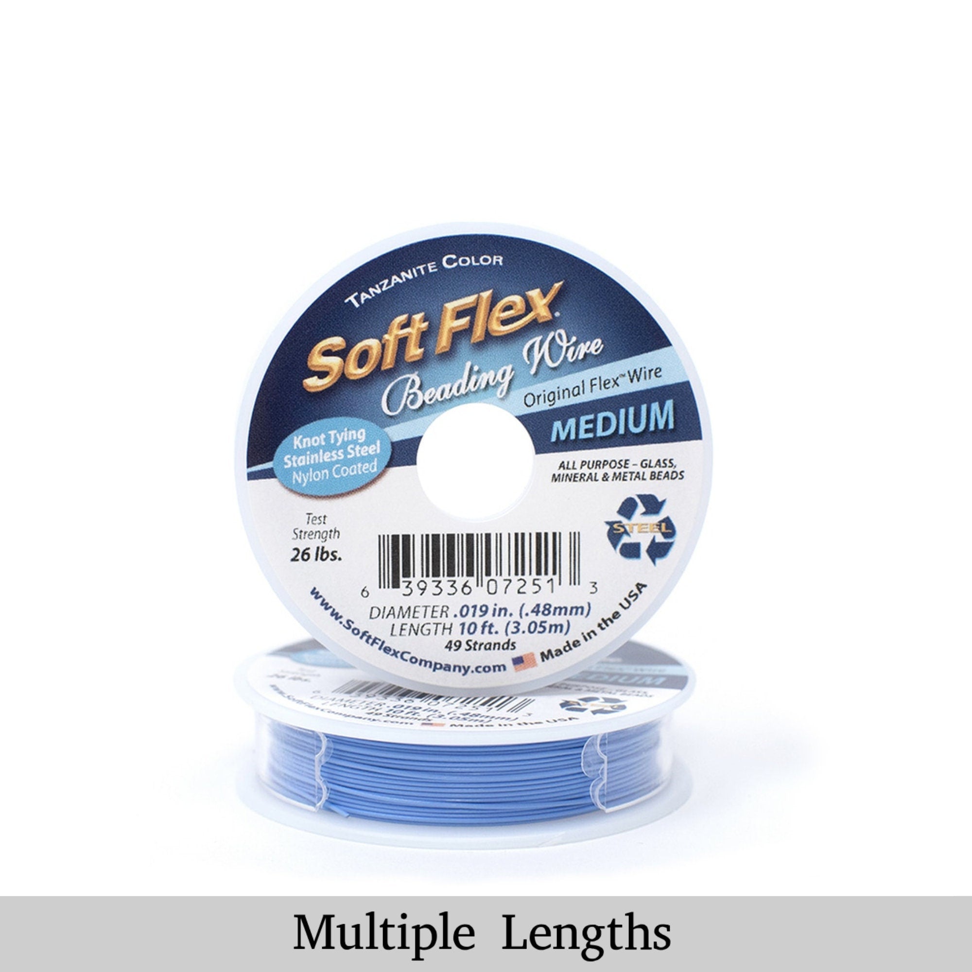 0.019in/0.48mm Tanzanite Soft Flex Medium Beading Wire 10/30/100ft