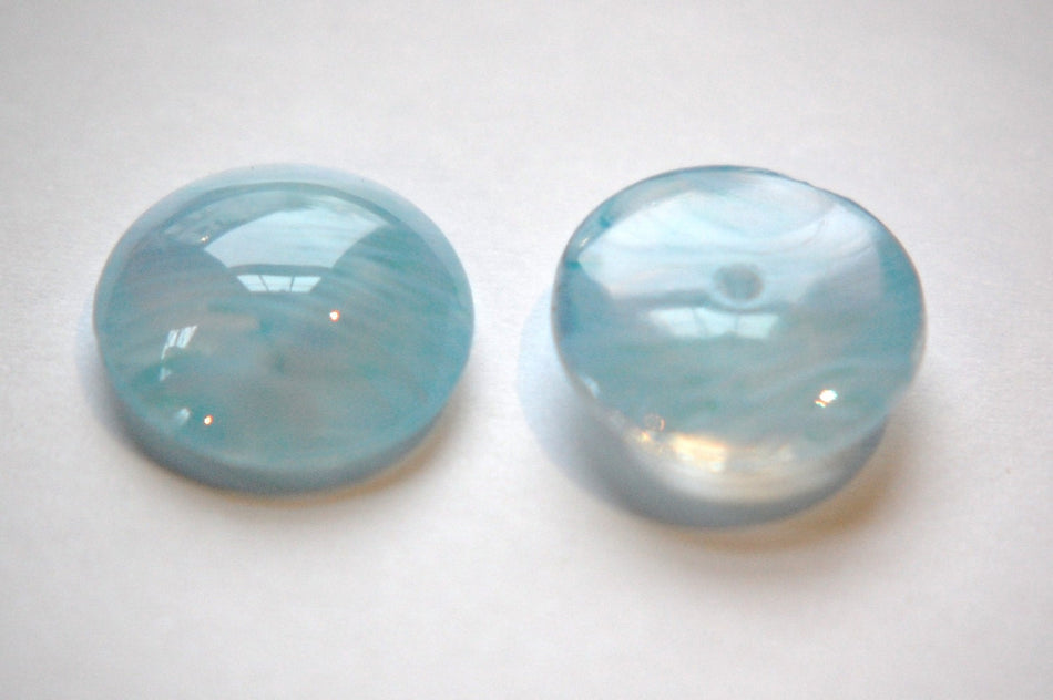 Vintage Clear with Light Blue Swirls Glass Cabochons 16mm cab260