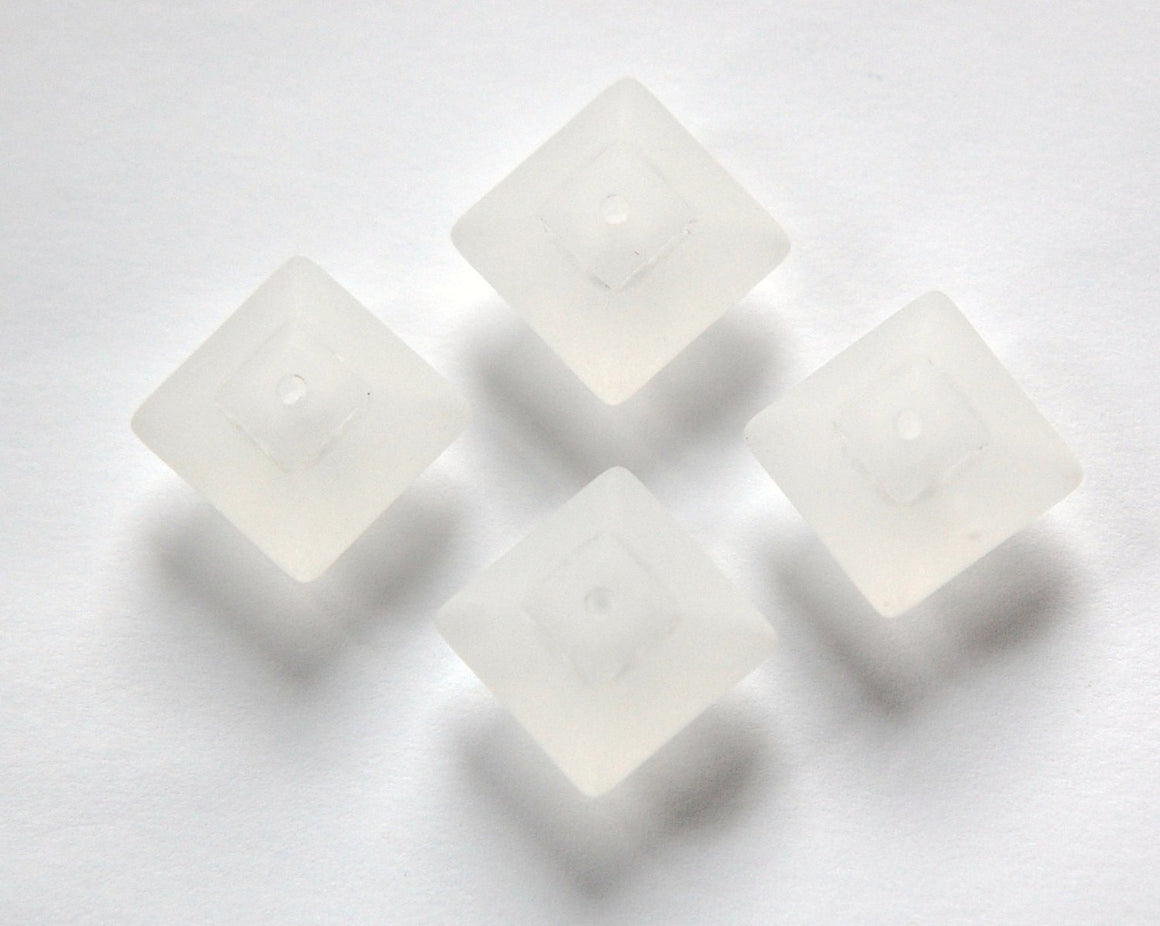 Vintage Chunky Matte Clear Acrylic Square Beads bds961C