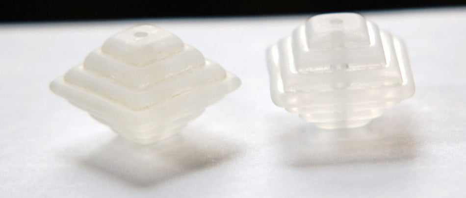 Vintage Deco Layered Matte Crystal Acrylic Square Beads bds961E
