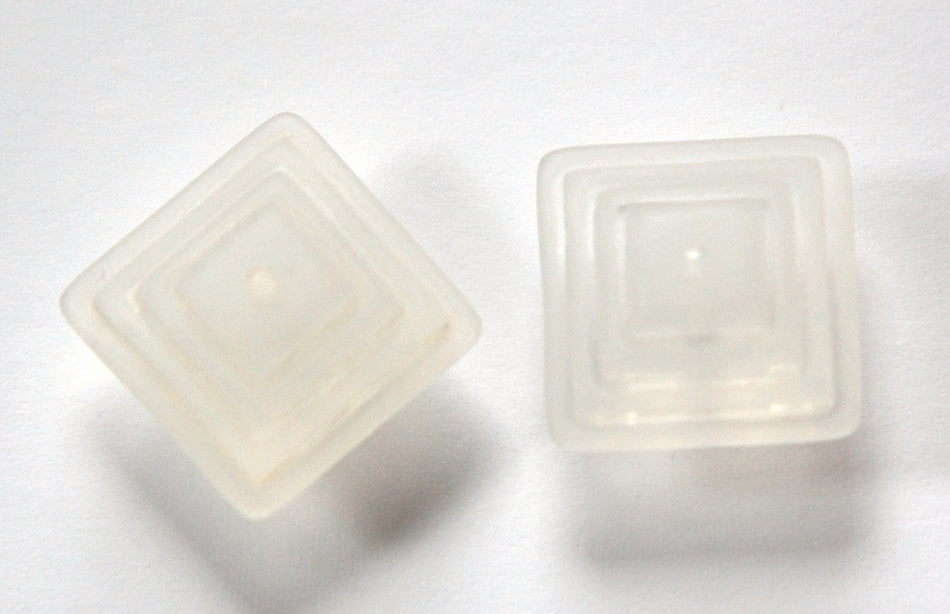 Vintage Deco Layered Matte Crystal Acrylic Square Beads bds961E