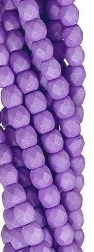 3mm Saturated Purple Czech Firepolish Faceted Glass Beads (50)
