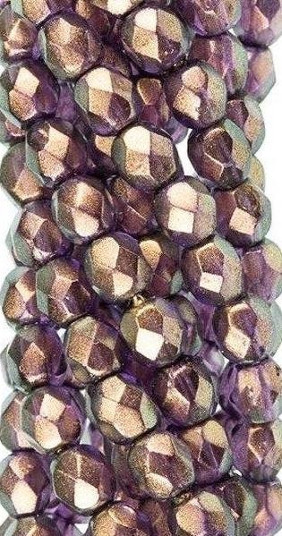4mm Halo Regal Czech Faceted Firepolish Glass Beads (50)