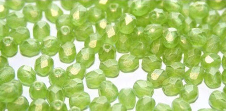4mm Sueded Gold Olivine Czech Faceted Firepolish Glass Beads (50)