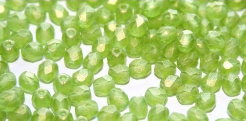 4mm Sueded Gold Olivine Czech Faceted Firepolish Glass Beads (50)
