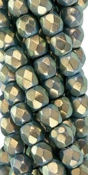 4mm Halo Ethereal Shadows Czech Faceted Firepolish Glass Beads (50)