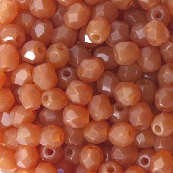 4mm Milky Caramel Czech Faceted Firepolish Glass Beads (50)