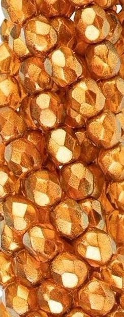 4mm Halo Sandalwood Czech Faceted Firepolish Glass Beads (50)