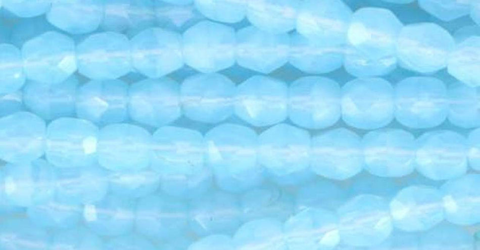 3mm Milky Aquamarine Czech Faceted Firepolish Glass Beads (50)