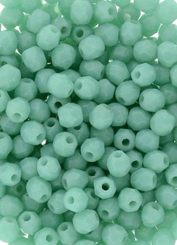 2mm Matte Turquoise Czech Faceted Firepolish Glass Beads (50)