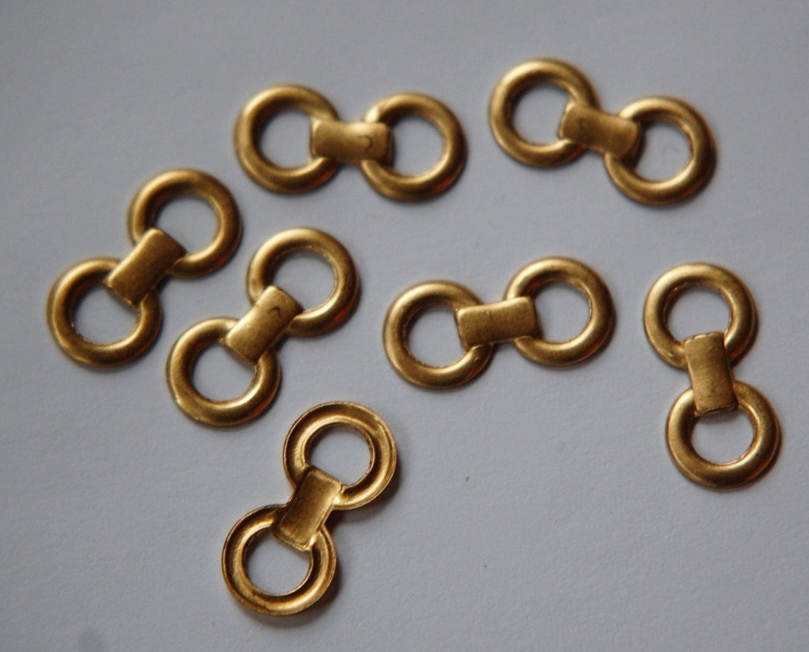 Raw Brass Link Look Ring Connectors Drops mtl288