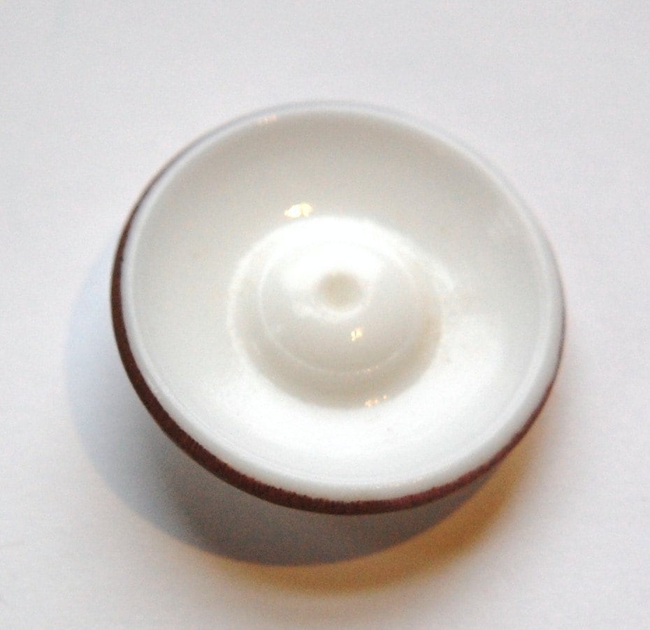 Vintage German White with Gold Faceted Glass Cabochon cab723E