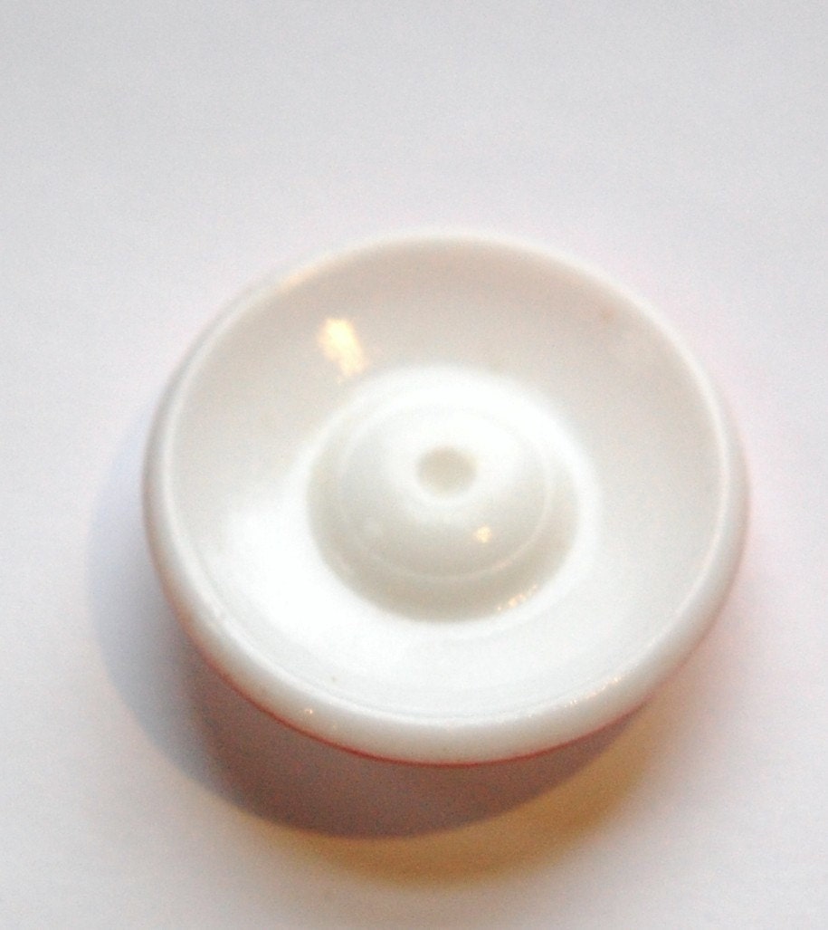 Vintage German White with Red Faceted Glass Cabochon cab723D