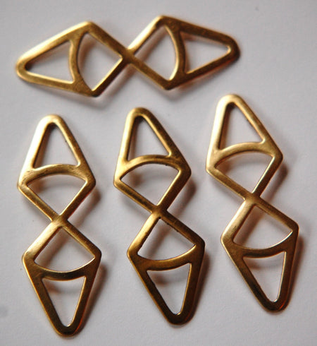 Raw Brass Dapped Triangle Connector Drops (4) mtl270