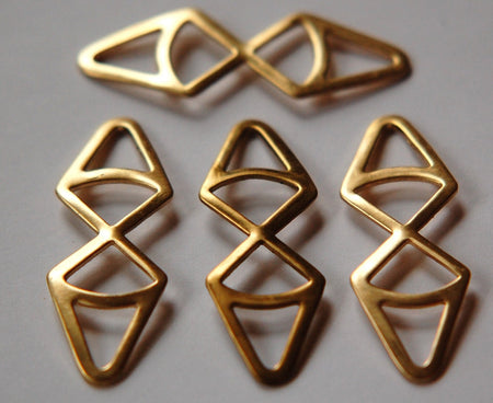 Raw Brass Dapped Triangle Connector Drops (4) mtl270