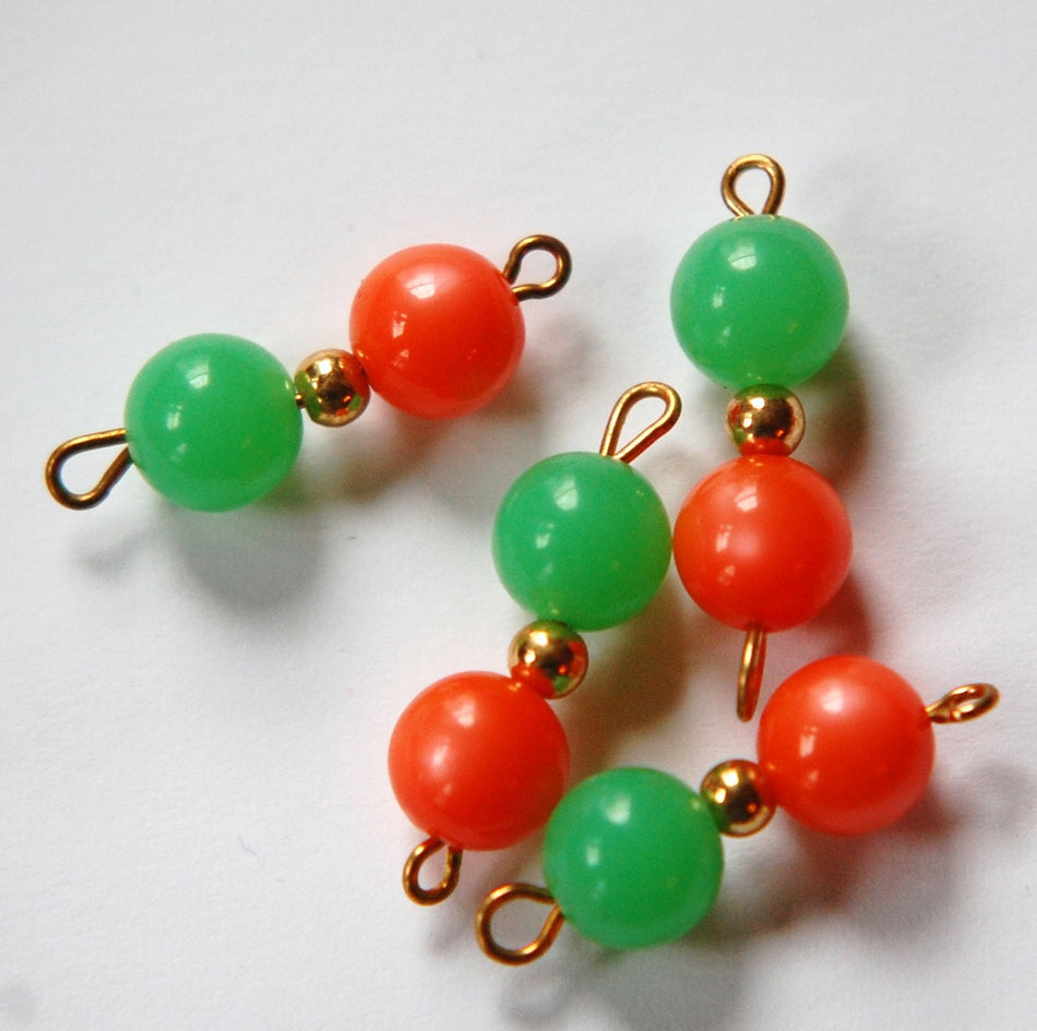 Vintage Orange Moonglow Green Beaded Drops Connector drp061