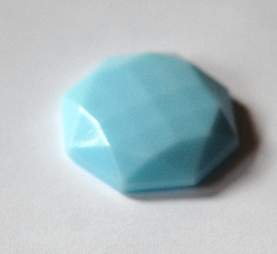 Vintage Opaque Light Blue Faceted Octagon Glass Cabochon cab140G