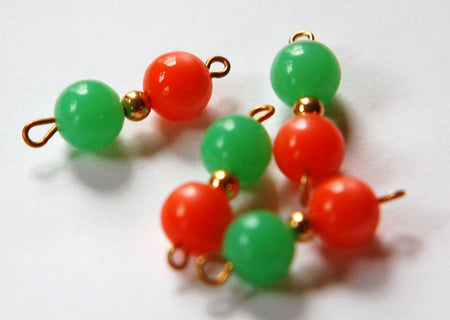 Vintage Orange Moonglow Green Beaded Drops Connector drp061