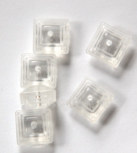 Vintage Deco Layered Clear Acrylic Square Beads 12mm bds961G