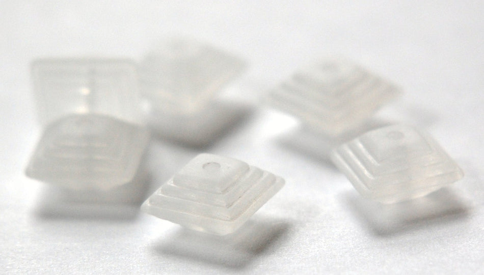 Vintage Deco Layered Matte Crystal Acrylic Square Beads 12mm bds961H