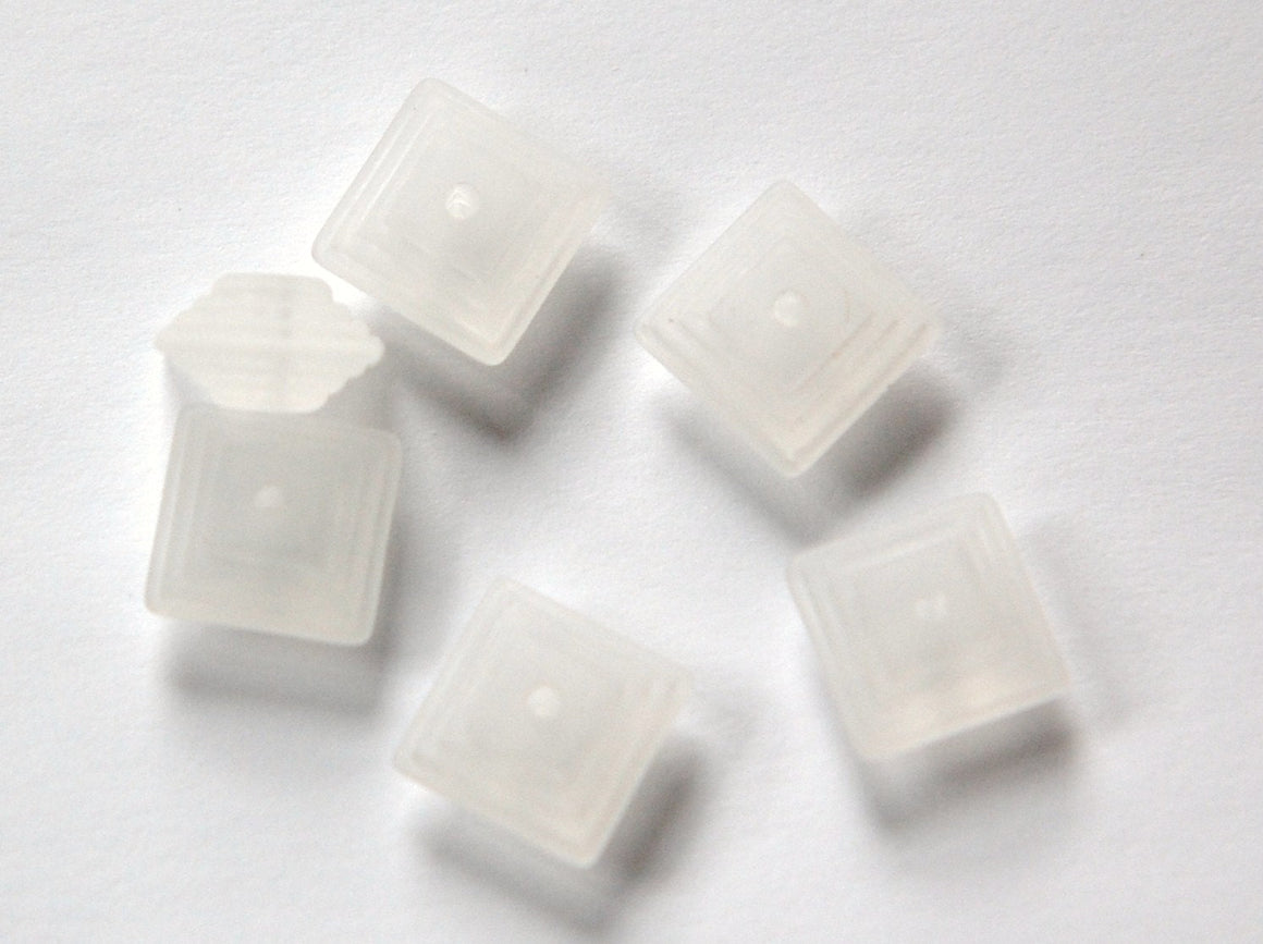 Vintage Deco Layered Matte Crystal Acrylic Square Beads 12mm bds961H