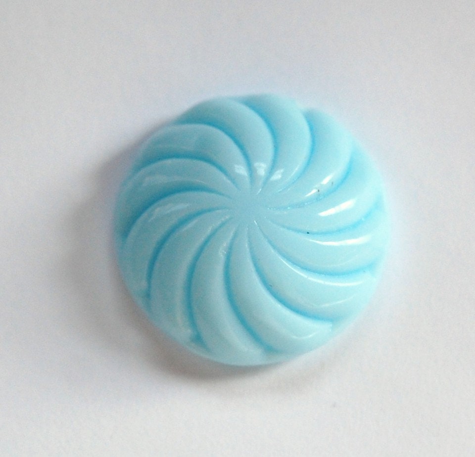Vintage Light Blue Glass Swirled Domed Cabochon cab220