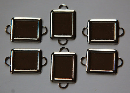 2 Loop Silver Plated Connector Setting Rolled Edge 16x12mm (6) mtl358J