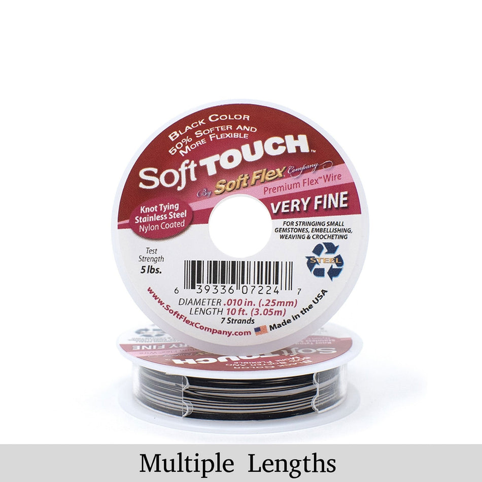 0.010in/0.25mm Black Soft Touch Very Fine Beading Wire 10/30/100ft