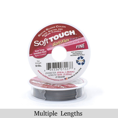 0.014in/0.36mm Satin Silver Soft Touch Fine Beading Wire 10/30/100ft