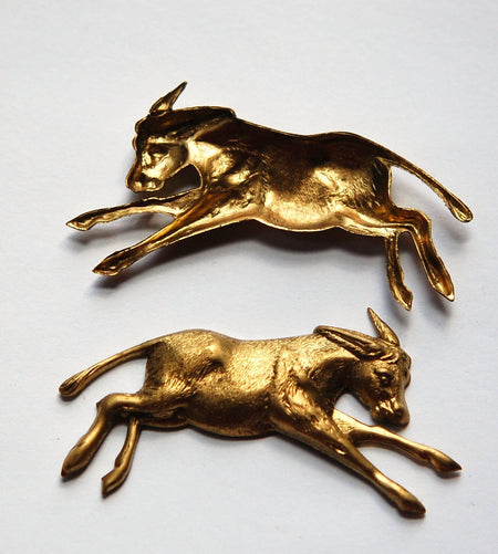 Raw Brass Donkey Mule Stampings 50x26mm (2) mtl298