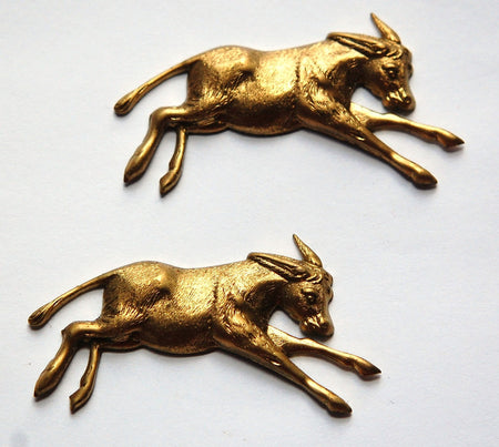 Raw Brass Donkey Mule Stampings 50x26mm (2) mtl298