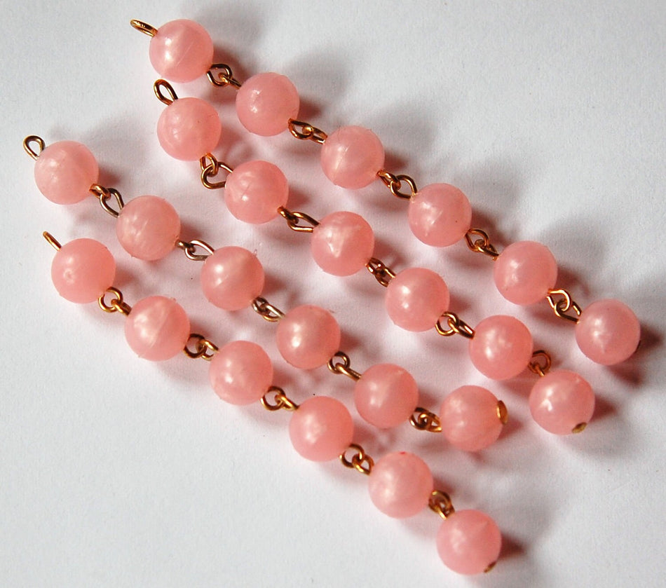 Vintage Pink Acrylic Long Beaded Drops drp066