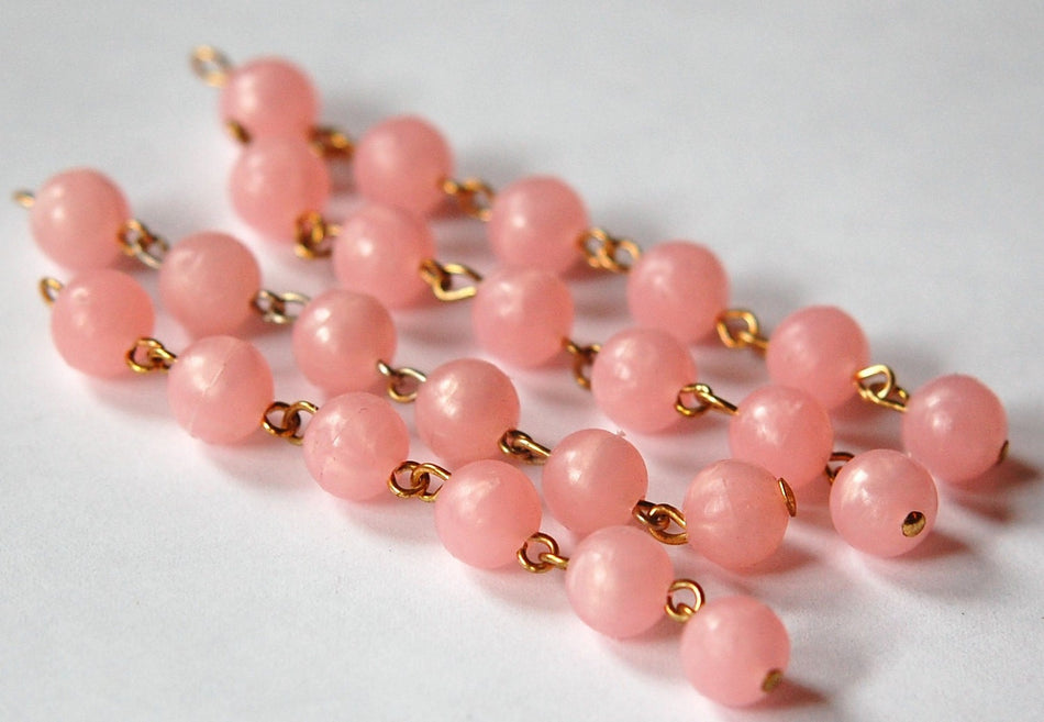 Vintage Pink Acrylic Long Beaded Drops drp066