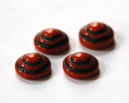 Vintage Rust and Black Etched Glass Cabochons 9mm cab457A