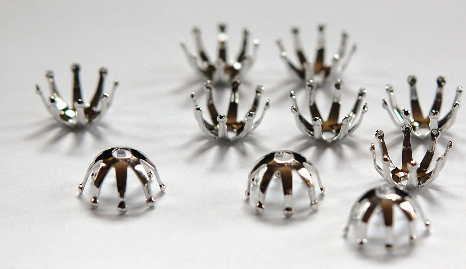 Silver Plated Beaded Tip Bead Cap 10mm (10) mtl302A