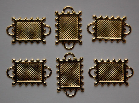 2 Loop Gold Plated Connector Setting Deep Scallop Edge 16x12mm (6) mtl358Q