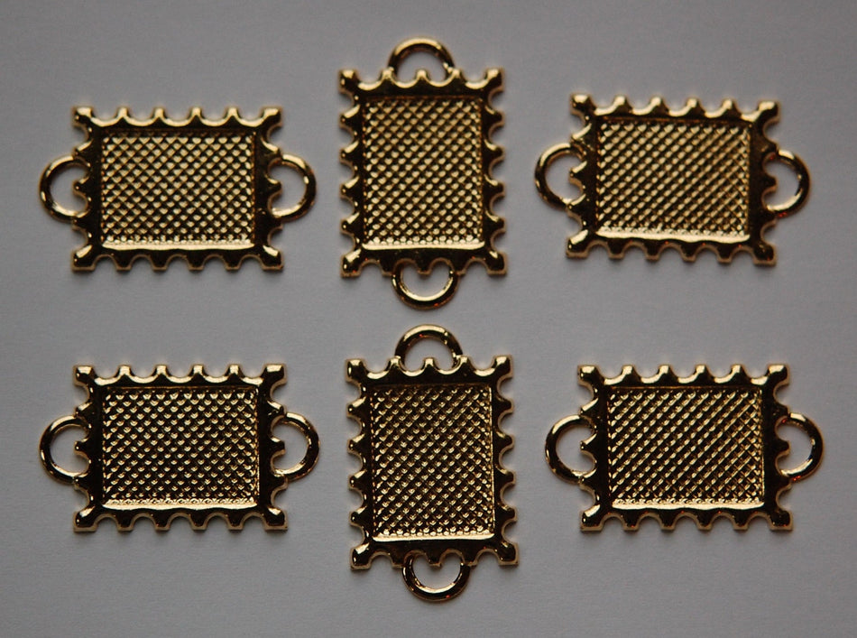 2 Loop Gold Plated Connector Setting Deep Scallop Edge 16x12mm (6) mtl358Q
