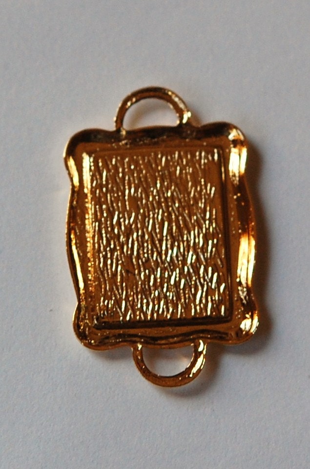 2 Loop Gold Plated Connector Setting Scallop Edge 16x12mm (6) mtl358R