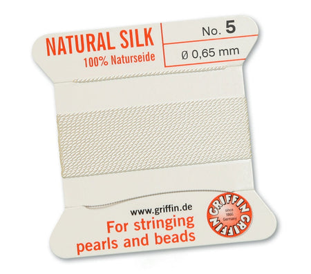 White Griffin Natural Silk Cord Thread with Needle
