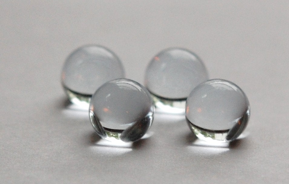 Crystal Helio Dark Blue Clear Glass Ball Cabochon With Foil 10mm (4) cab357Bv2