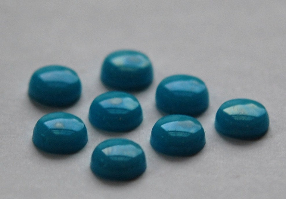 Vintage Turquoise Blue Glass Cabochons 7mm cab701H