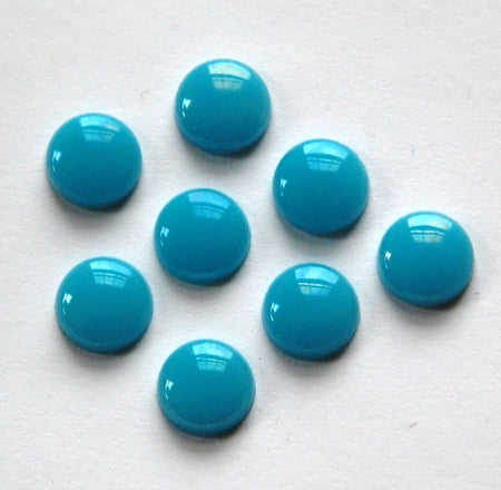 Vintage Turquoise Blue Glass Cabochons 7mm cab701H