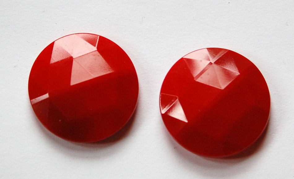 Vintage German Red Faceted Glass Cabochon 25mm cab723F