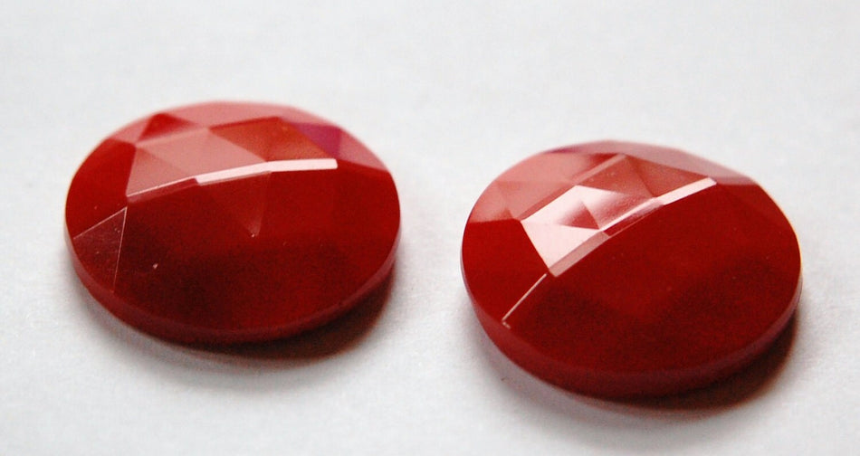 Vintage German Red Faceted Glass Cabochon 25mm cab723F