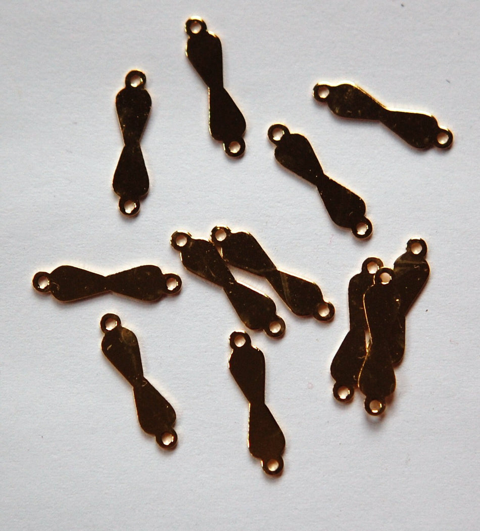 2 Loop Gold Plated Solid Figure Eight Connector Drops (15) mtl359C
