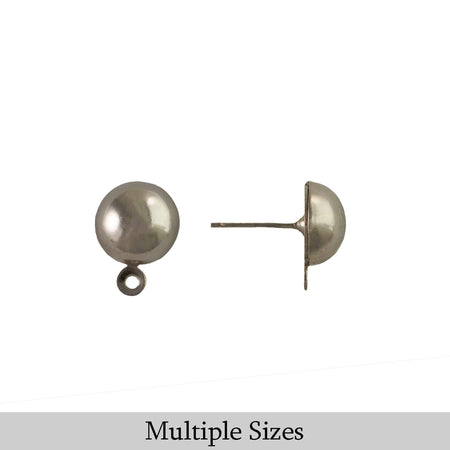 8/9/10mm Surgical Steel Domed Earring Posts with Loop (12)