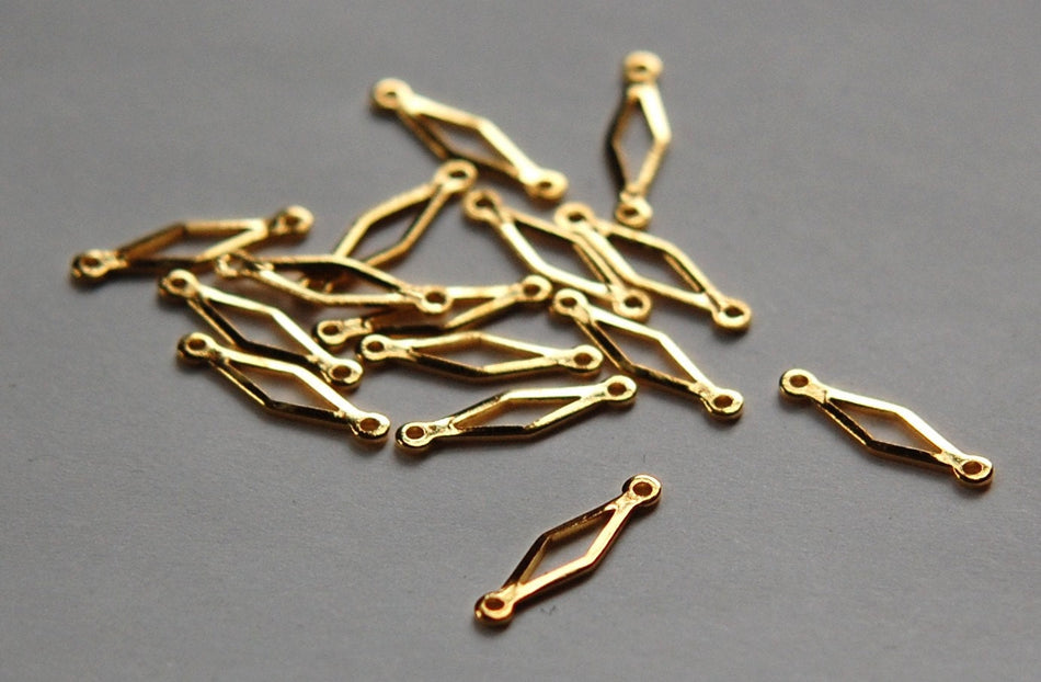 Gold Plated Open Diamond 2 Loop Connector Drops mtl359