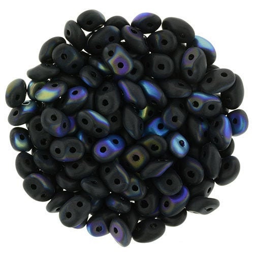 2/5MM MATUBO SUPERDUO Matte Jet AB Beads
