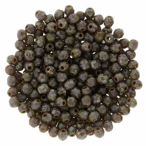 2mm Opaque Amethyst Picasso Czech Faceted Firepolish Glass Beads (50)